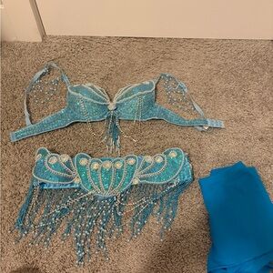 Turquoise Beaded Belly Dance Costume